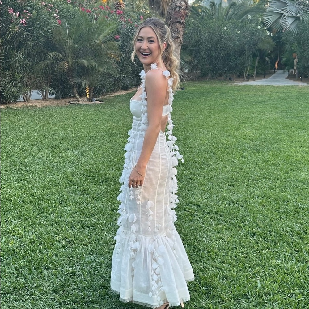 Zimmermann Petal Appliqué Linen-Silk Corset Gown size 1 (US size 4-6)